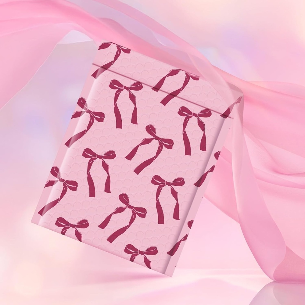 20 PK Bubble Mailers 4x8 Pink Bows Cute Design